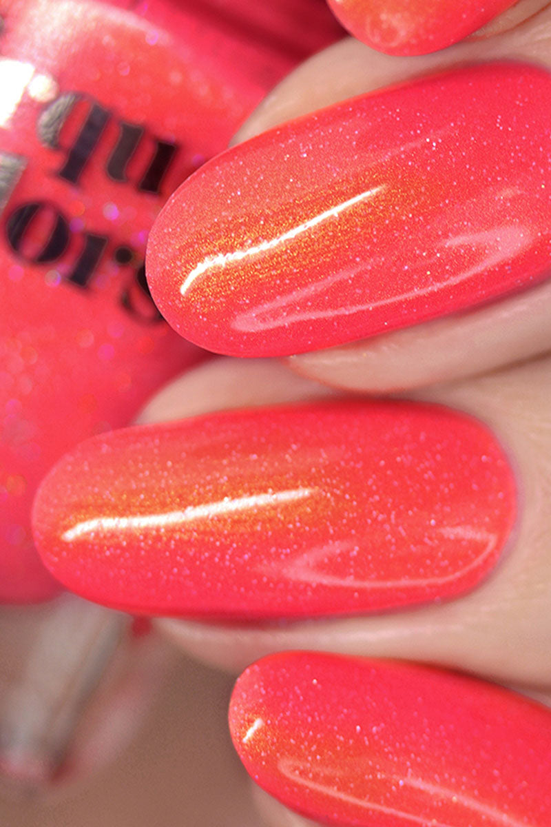 Neon Coral Shimmer Nail Polish - Cirque Colors Day Tripper