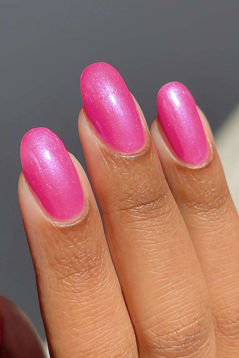 Neon Pink Shimmer Nail Polish - Cirque Colors Flamingo