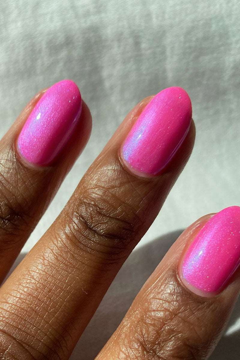 Neon Pink Shimmer Nail Polish - Cirque Colors Flamingo