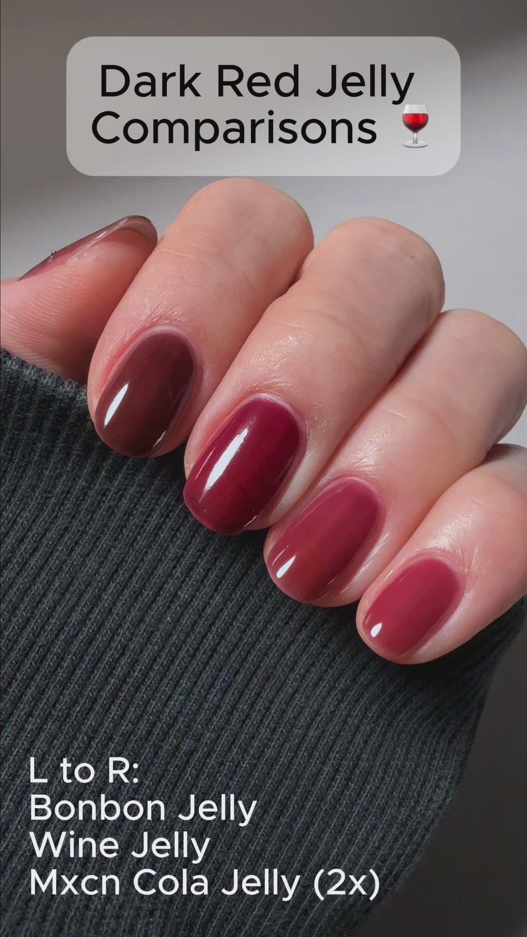 Dark red jelly nail polish comparisons
