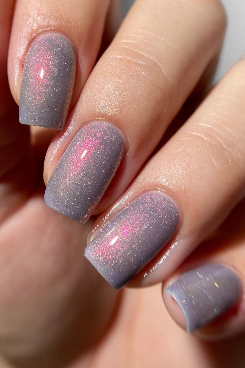 Blue Gray Shimmergraphic Nail Polish - Cirque Colors Raincheck
