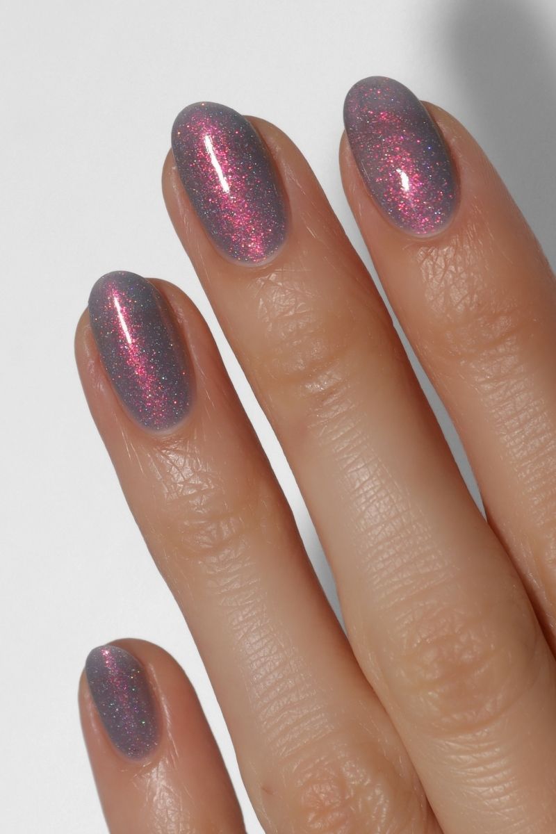 Blue Gray Shimmergraphic Nail Polish - Cirque Colors Raincheck