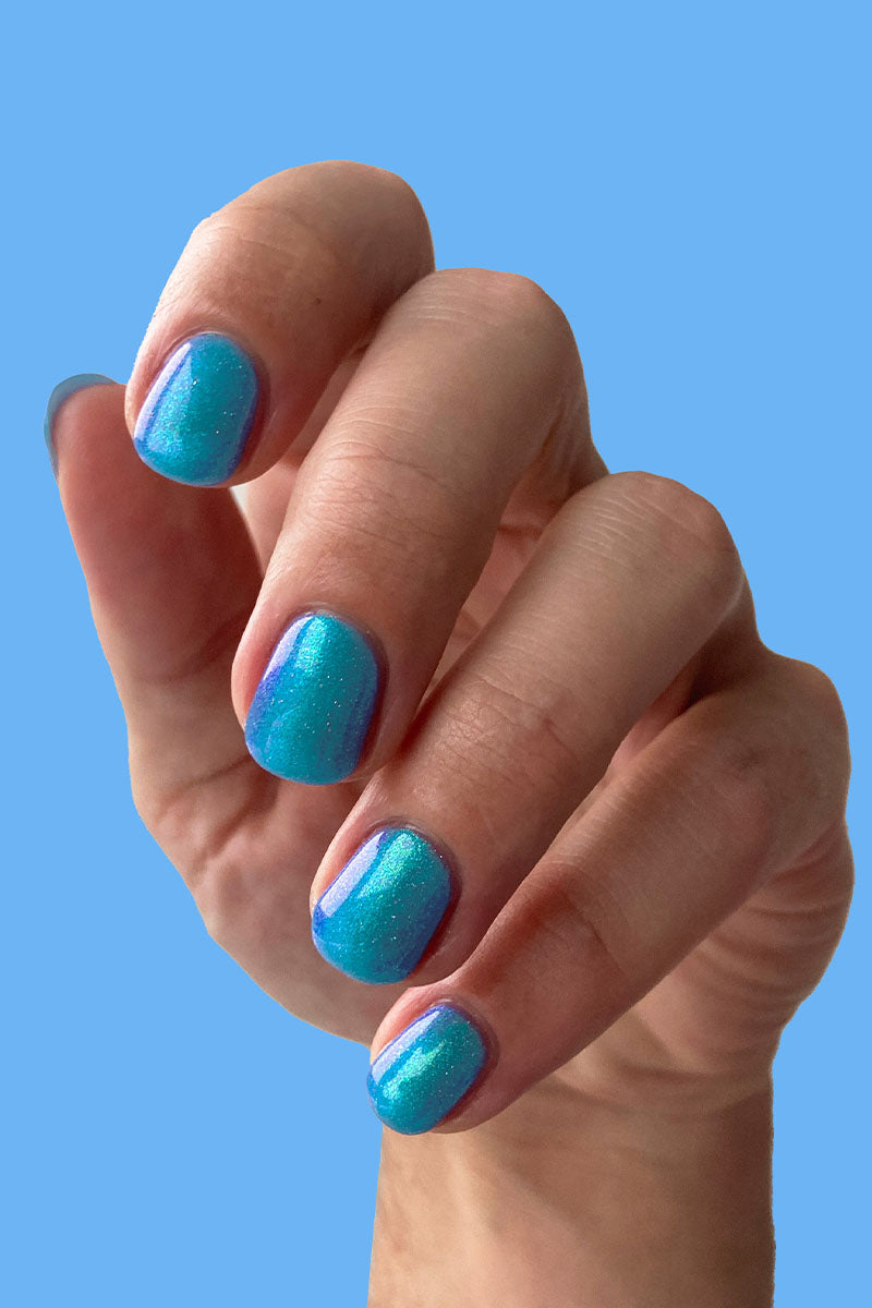Blue Nail Polish with Color-Shifting Aurora Shimmer - Cirque Colors Wipe Out