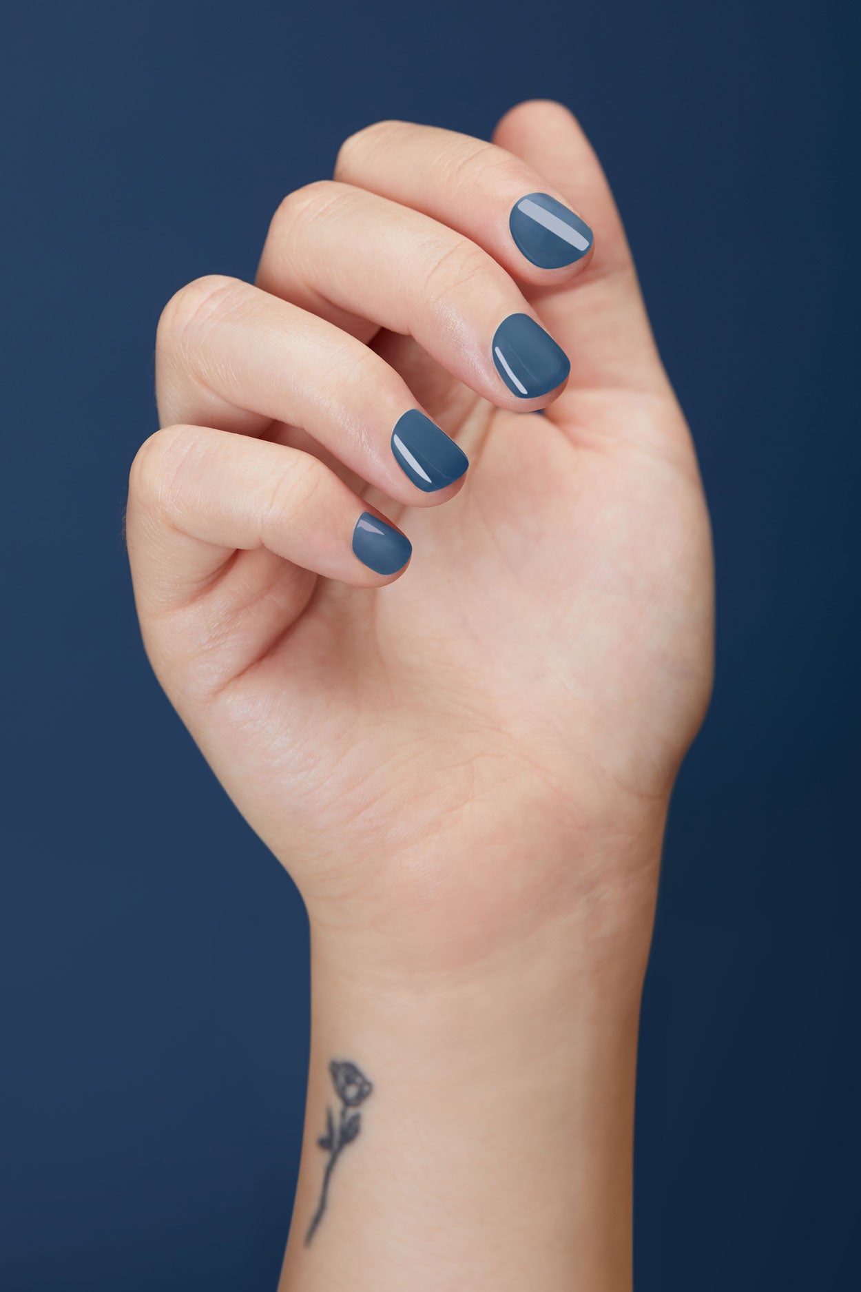 Midnight Blue | Dark Winter Blue Pearl Finish Nail Wraps – Flowers and Gray